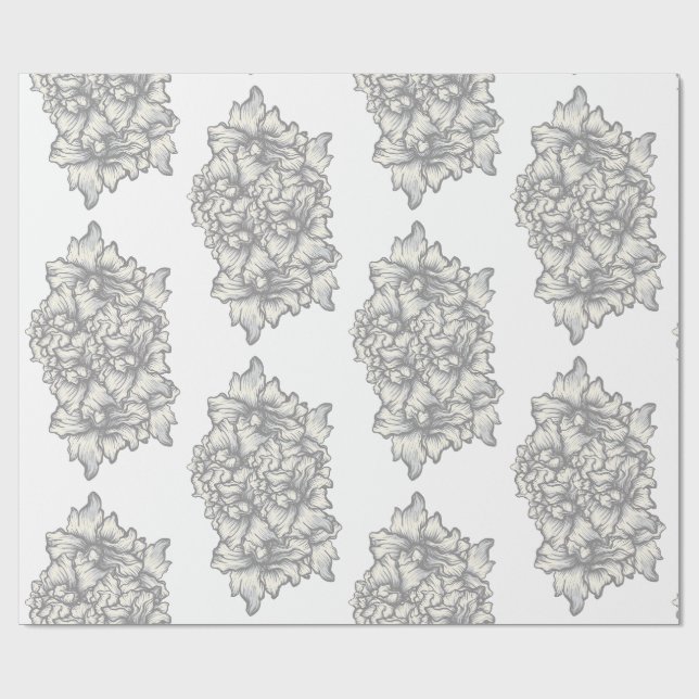 Mörk Barock Blommig Tatueringstil Presentpapper (Platt)