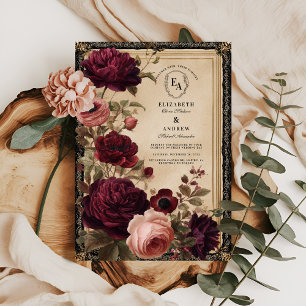 Mörk Baroque med Blommigtar på Burgundy-hösten Inbjudningar