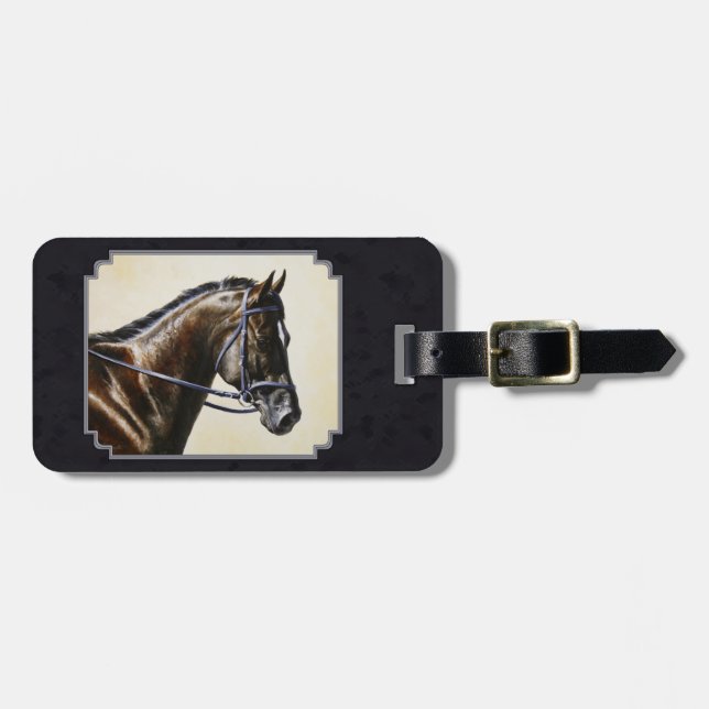 Mörk Bay Dressage Horse Blue-black Bagagebricka (Horisontell Framsida)