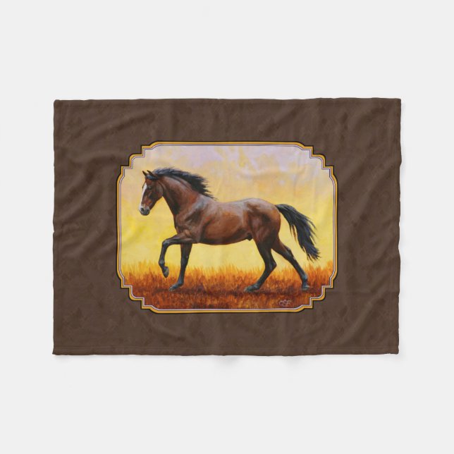 Mörk Bay Running Horse Brown Fleecefilt (Framsidan (Horisontell))