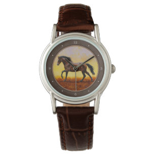 Mörk Bay Running Horse Taupe Armbandsur