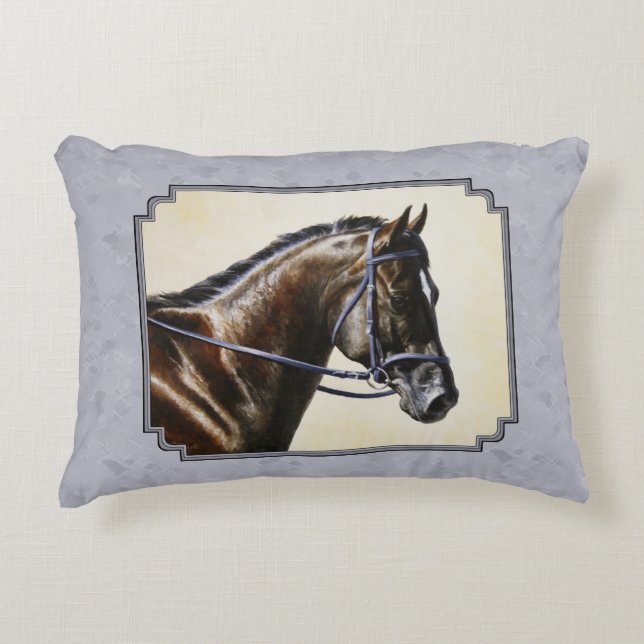 Mörk Bay Sport Horse Grått Prydnadskudde (Framsidan)