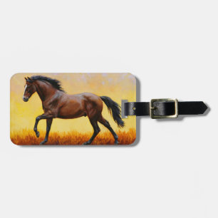 Mörk Bay Stallion Horse Galloping Bagagebricka