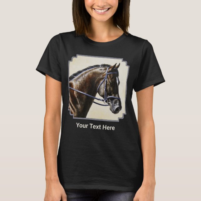 Mörk Bay Trakehner Warmblod Horse T Shirt (Framsida)