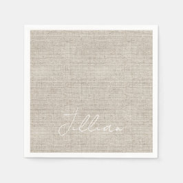 Mörk Beige Linen Fabric White NAMN Timless Pappersservett