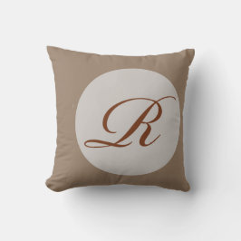 Mörk Beige Monogram R Polyester Lumbar Pillows Kudde