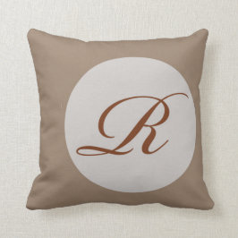 Mörk Beige Monogram R Polyester Lumbar Pillows Kudde