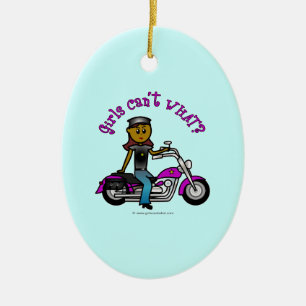 Mörk Biker Girl Julgransprydnad Keramik