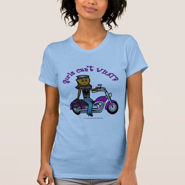 Mörk Biker Girl T Shirt (Framsida)