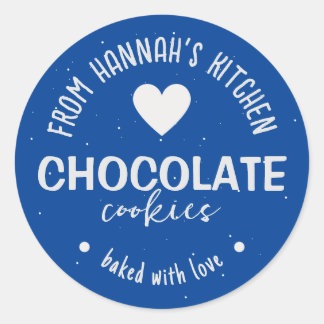 Mörk Blå Glitterbakgrund Bakat Med Kärlek Runt Klistermärke