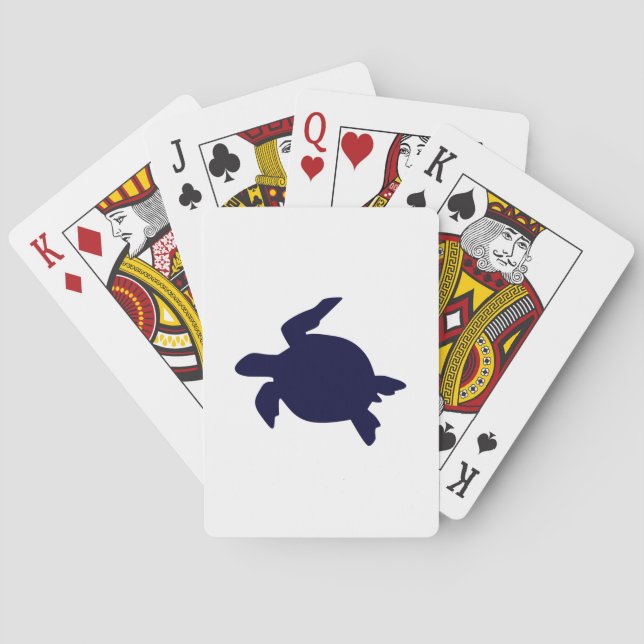 Mörk Blå Havssköldpadda Spel Kort (Baksidan)