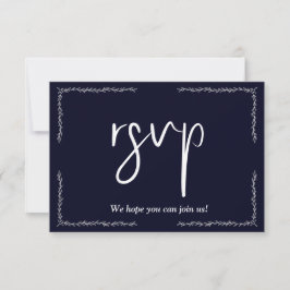 Mörk blå svart bröllop RSVP-kort OSA Kort