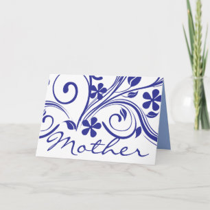 Mörk - blåa blommor virvlar runt mors dag kort