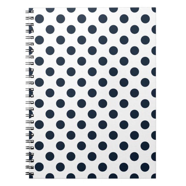 Mörk Blåblå polka dots Anteckningsbok Med Spiral (Framsidan)