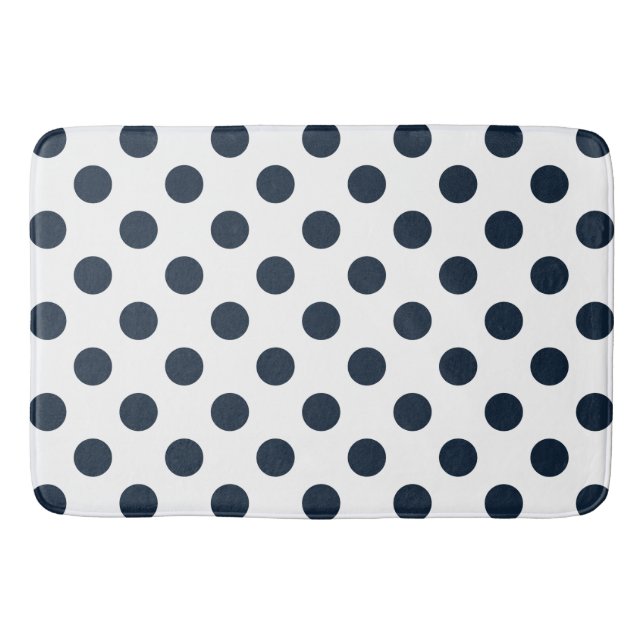 Mörk Blåblå polka dots Badrumsmatta (Framsidan)