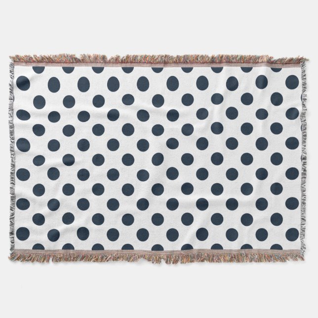 Mörk Blåblå polka dots Filt (Framsidan)