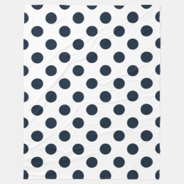 Mörk Blåblå polka dots Fleecefilt