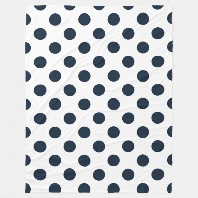 Mörk Blåblå polka dots Fleecefilt (Framsidan)