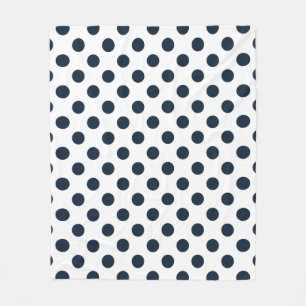 Mörk Blåblå polka dots Fleecefilt