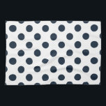 Mörk Blåblå polka dots Kökshandduk<br><div class="desc">Mörk Blått polka dots på vit bakgrund</div>