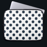 Mörk Blåblå polka dots Laptop Sleeve<br><div class="desc">Mörk Blått polka dots på vit bakgrund</div>