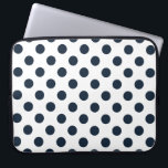Mörk Blåblå polka dots Laptop Sleeve<br><div class="desc">Mörk Blått polka dots på vit bakgrund</div>