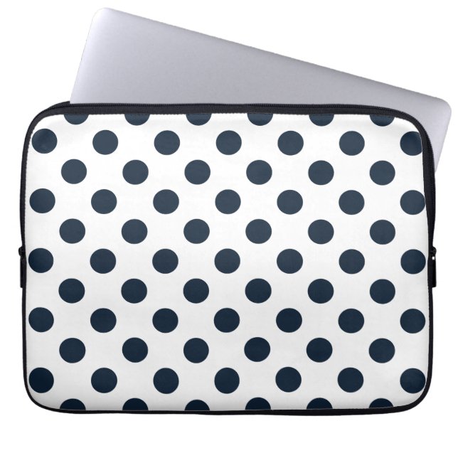 Mörk Blåblå polka dots Laptop Sleeve (Framsidan)