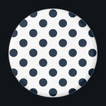 Mörk Blåblå polka dots Magnet<br><div class="desc">Mörk Blått polka dots på vit bakgrund</div>