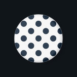 Mörk Blåblå polka dots Magnet<br><div class="desc">Mörk Blått polka dots på vit bakgrund</div>