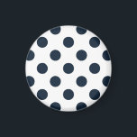 Mörk Blåblå polka dots Magnet<br><div class="desc">Mörk Blått polka dots på vit bakgrund</div>