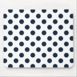 Mörk Blåblå polka dots Musmatta<br><div class="desc">Mörk Blått polka dots på vit bakgrund</div>