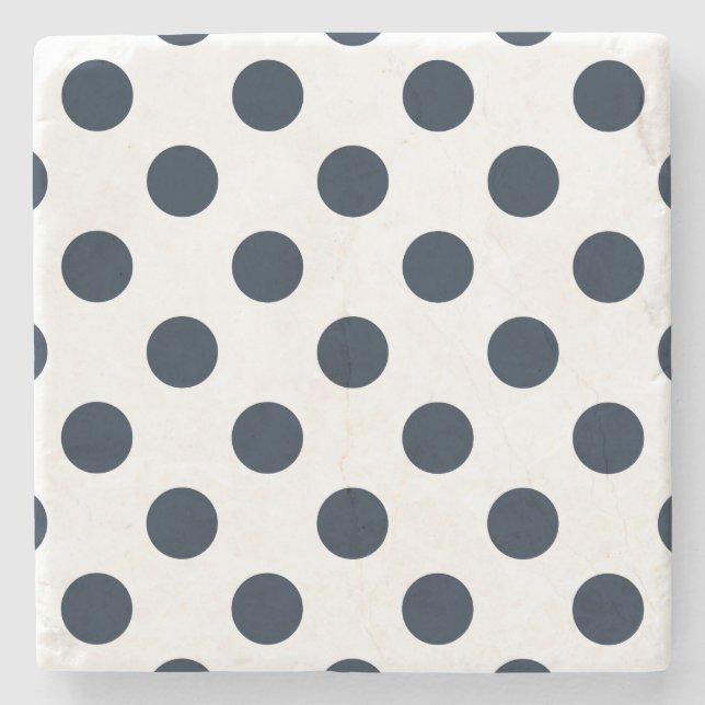 Mörk Blåblå polka dots Stenunderlägg (Framsidan)
