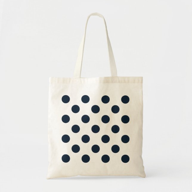 Mörk Blåblå polka dots Tygkasse (Framsidan)
