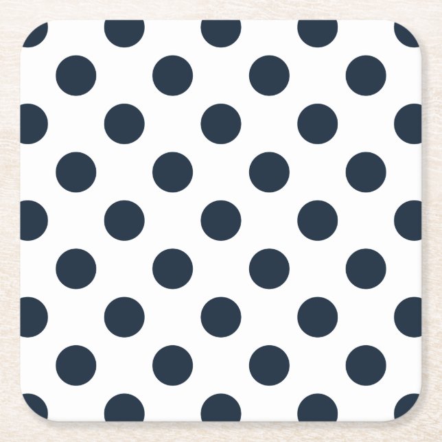 Mörk Blåblå polka dots Underlägg Papper Kvadrat (Framsidan)