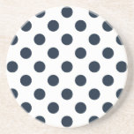 Mörk Blåblå polka dots Underlägg Sandsten<br><div class="desc">Mörk Blått polka dots på vit bakgrund</div>