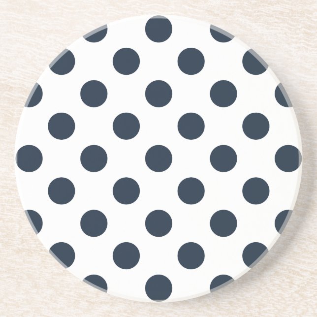 Mörk Blåblå polka dots Underlägg Sandsten (Framsidan)
