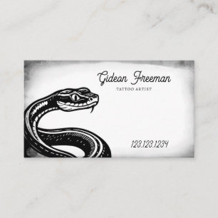 Mörk Black and White Snake Tattoo Artist Visitkort
