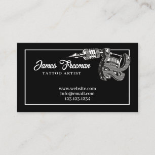 Mörk Black and White Tattoo Maskin Tattooer Visitkort