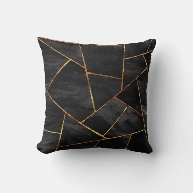 Mörk Black Bläck Guld Copper Geometric Glam #1 #ge Kudde (Framsida)