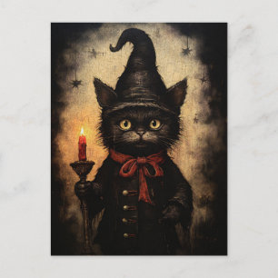 Mörk Black Cat Design för Halloween, Goth & Occult Vykort