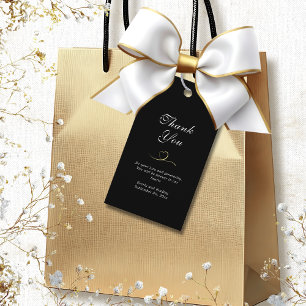 Mörk Black Elegant Vitskript Bröllop Tack Presentetikett