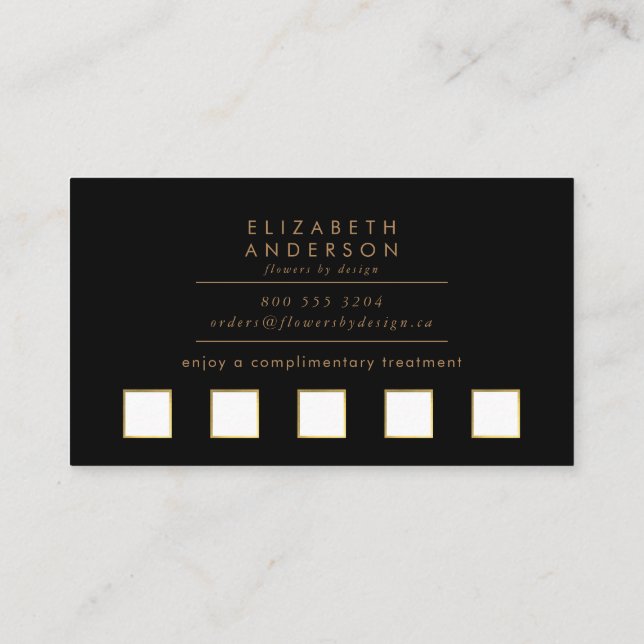 Mörk Black Guld Bukett med rosor Lojalitetskort (Baksida)