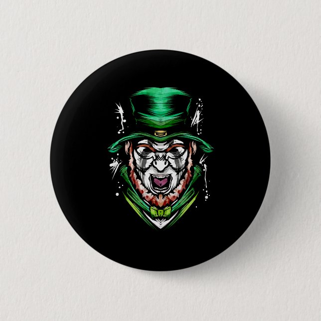 Mörk Black Metall Leprechaun på St Patrick's Day Knapp (Framsida)