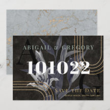 Mörk Black Moody Botaniska Bröllop spara datum