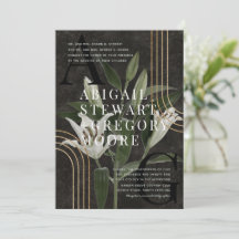 Mörk Black Moody Grönt Botanical Bröllop