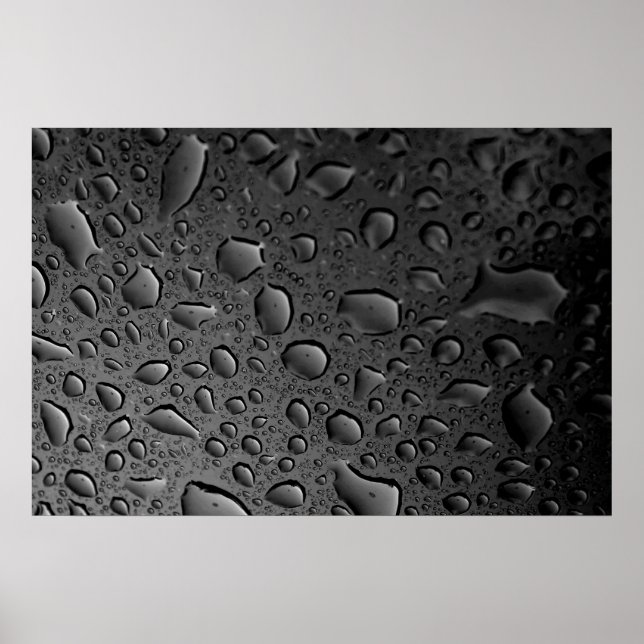 Mörk Black Vatten droplets Texturerad design Poster (Framsidan)