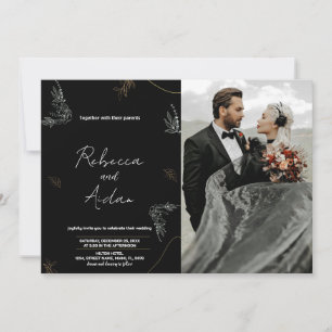 Mörk Black Wedding-inbjudningar med foto Inbjudningar