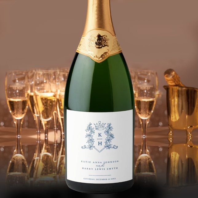 Mörk Blåfoto krona monogram bröllop (Skapare uppladdad)