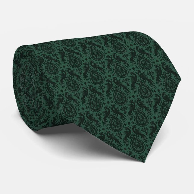 Mörk Blågrön Medeltida Drakar Halsduk Slips (Rullad)