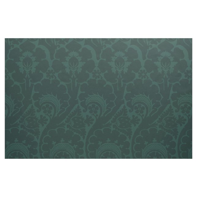 Mörk blågrön renässansblomma tyg (Fat Quarter)